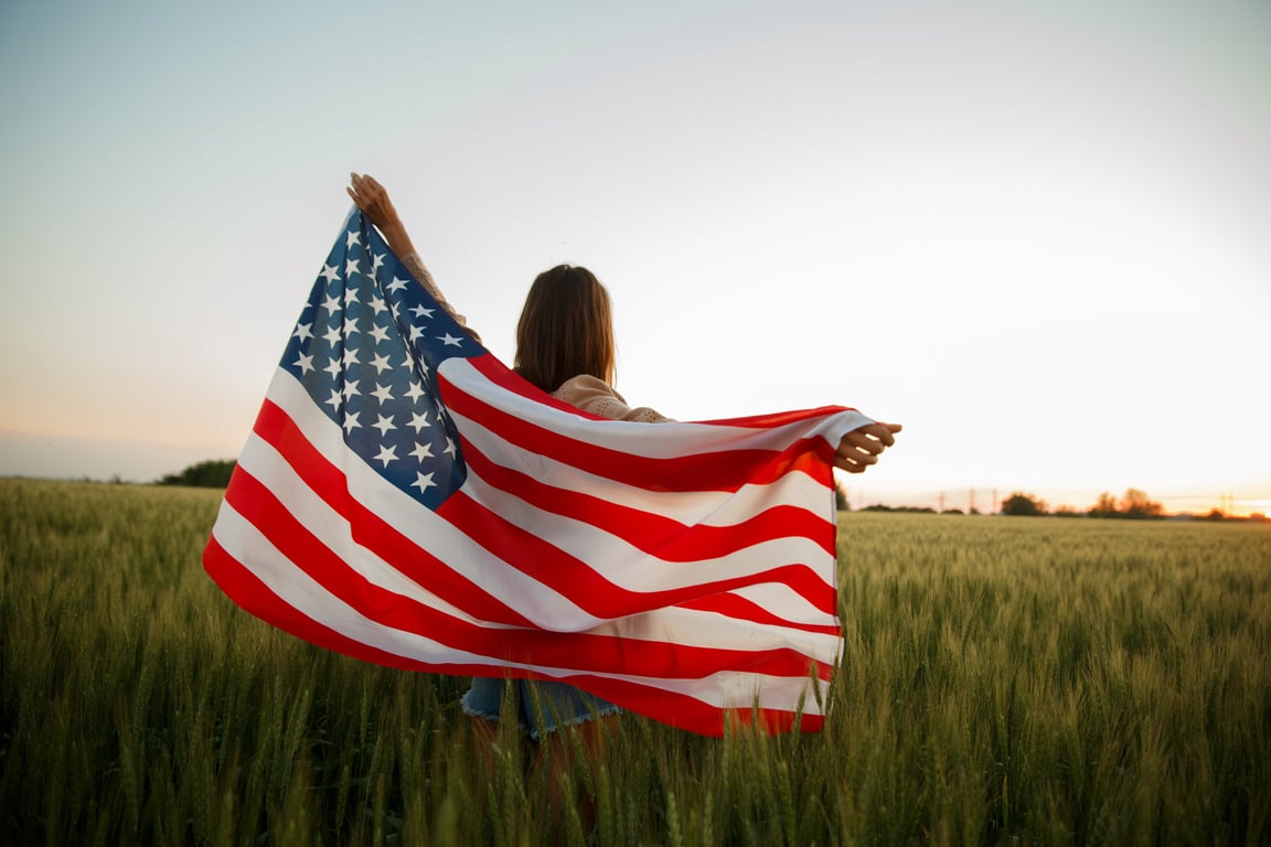 4 July Independence day celebrating with American flag